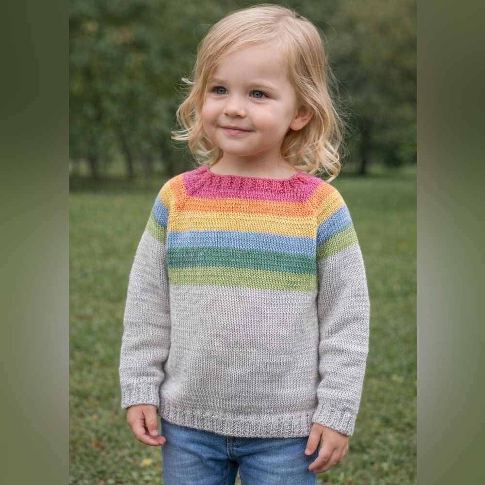 Child Size 3 Cotton Knit Rainbow Sweater